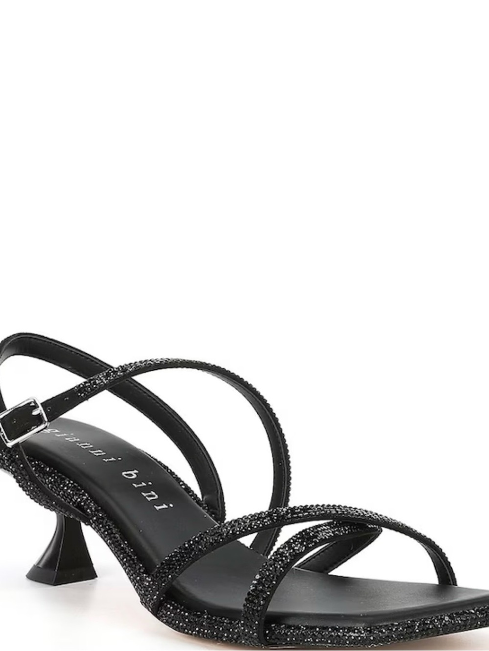 Gianni Bini Black Glitter Strappy Kitten Heel Sandals - Picture 6 of 6